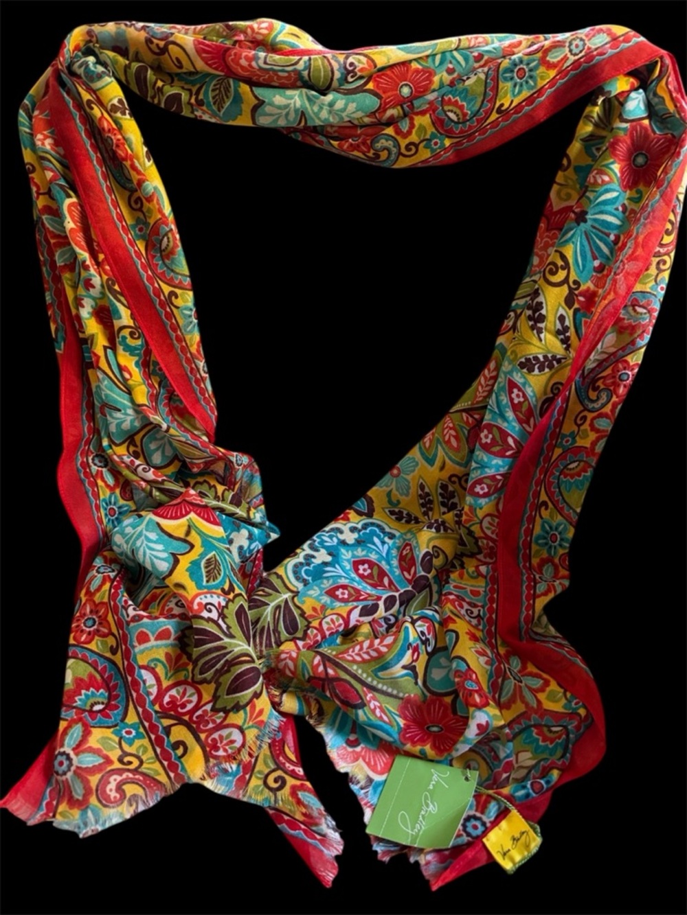 Vera Bradley Multicolor Floral Paisley Scarf - Red, Yellow, Turquoise, Brown